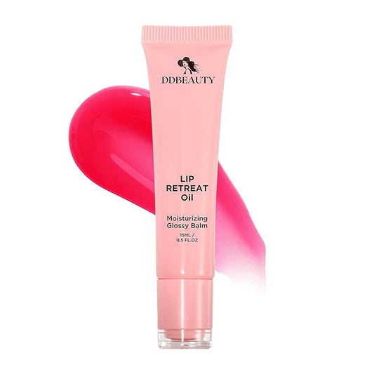 LIP RETREAT OIL, Sheer Color, Mineral Based with Vitamin E, Squalane, Non-Sticky, Glossy Balm, Moisturizing, Nourishes, Protects, Softens and Revitalizes The Lips (Strawberry)-Velvo Beauty