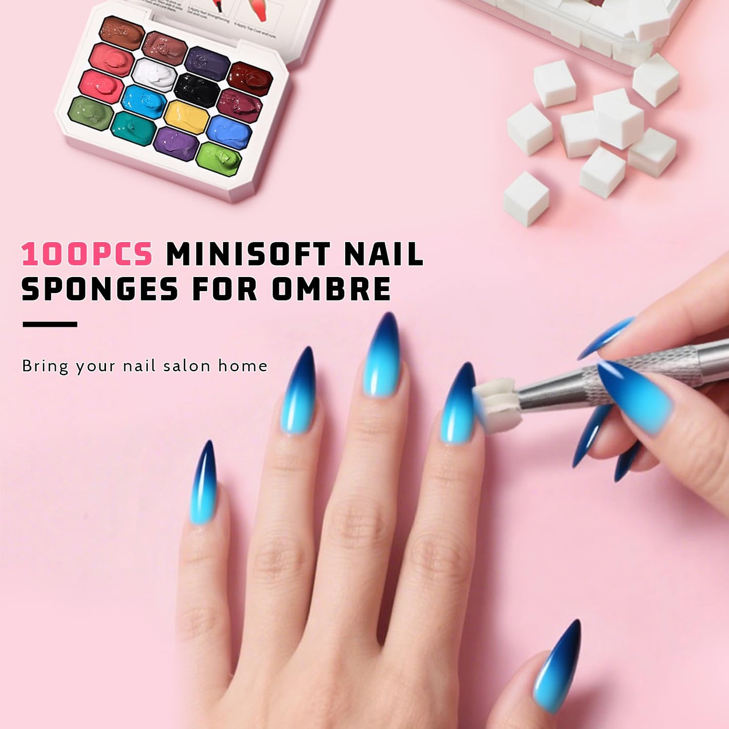 Sponge Pat Paint Nail Gel, Ombre Nails Gradient Gel Nail Blush Blooming Aura Nails Drawing Stripper Floral Painting DIY Nail Art, No Wipe, UV/LED Curing (16 Colors i)-Velvo Beauty