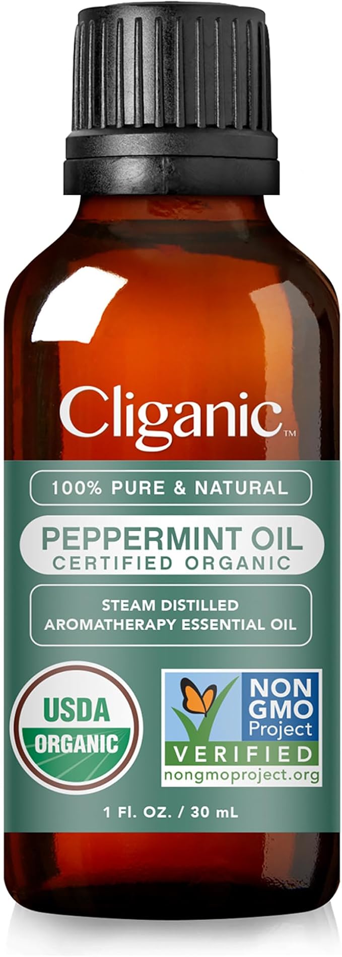 Cliganic Organic Peppermint Essential Oil, 1oz - 100% Pure Natural Undiluted, for Aromatherapy | Non-GMO Verified (Packaging May Vary)-Velvo Beauty