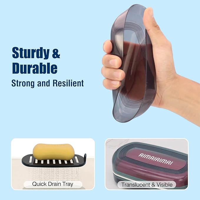 Shampoo Bar Holder Travel Case, Large Soap Holder for 5 oz/10 oz Oversized Bars, Durable & Versatile Storage Soap Container with Drainage Layer (1 Pack, Black Style A-Large)-Velvo Beauty