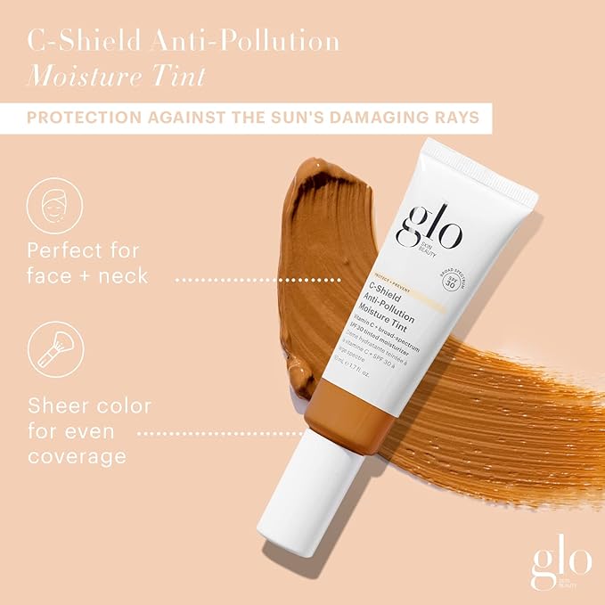 Glo Skin Beauty C-Shield Anti-Pollution Moisture Tint - Tinted Moisturizer With SPF 30 for Face, Broad Spectrum Protection & Vitamin C, 1.7 Oz (8N-Dark)-Velvo Beauty