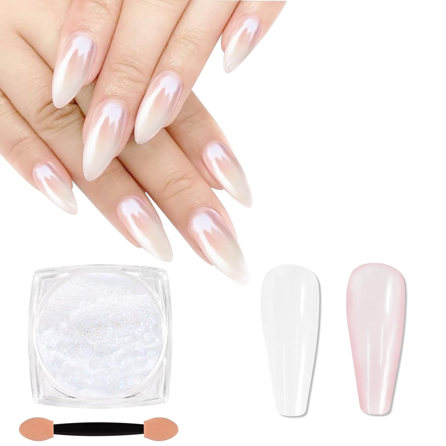 SIUSIO White Pearl Chrome Nail Powder,Iridescent Aurora Powder Metallic Mirror Effect Pigment Pearlescent Mermaid Pigment Pearl Glitter Dust Kit, Nail Art Decoration, Resin Craft-Velvo Beauty