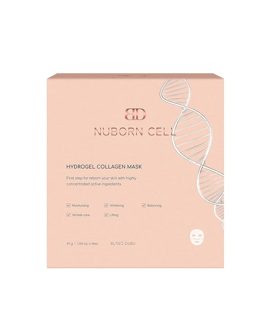 Nuborn Cell Hydrogel Collagen Mask | Advanced Stem Cell Face Mask for Dry Skin | 2% Niacinamide, Peptides, Collagen, and Hyaluronic Acid | Made in Korea, (4 masks) Pack of 1-Velvo Beauty