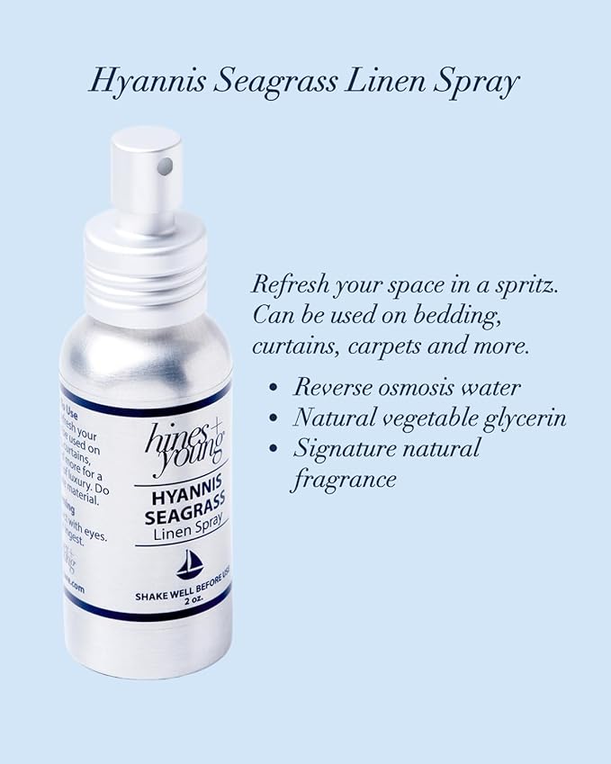 Hines+Young Travel Tins Gift Set - 4 oz Body Cream, 2 oz Linen Spray, Natural Lip Balm - Skin Care and Refreshing Home Fragrance, Ideal Self-Care Gift Set (Pack of 3, Hyannis Seagrass)-Velvo Beauty