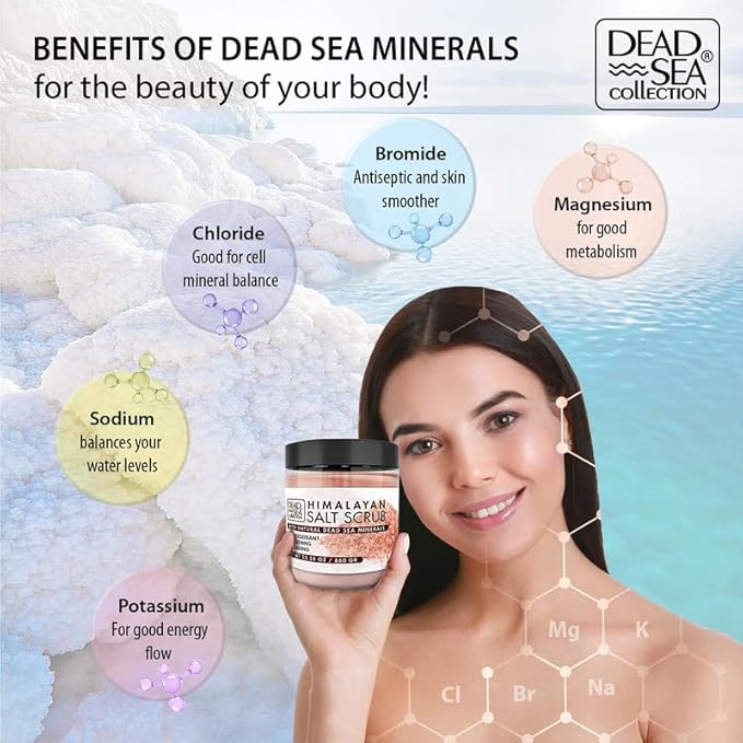Dead Sea Collection Himalayan Salt Scrub – Exfoliating Body Scrub for Women – Moisturizing and Nourishing Skin – with Pure Oils and Dead Sea Minerals (23.28 Oz)-Velvo Beauty