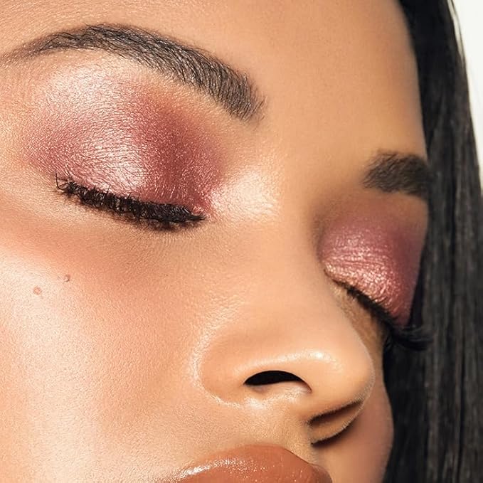 MAKE Beauty Multi-Chromatic Eye Shadow. Metal Reflecting Luminous Foil Finish Creamy, Buildable, Dimensional Long-wear, Crease-proof Powder Eyeshadow, Multichrome Shade - Gleam, Rose Gold-Velvo Beauty