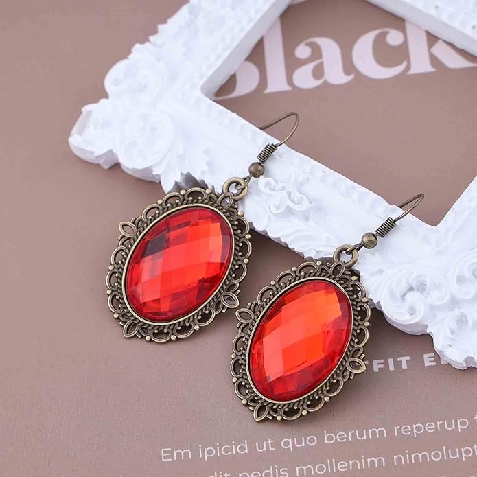 Vintage Black Crystal Drop Earrings Oval Onyx Dangle Earrings Large Onyx Stud Earrings Black Gem Hook Earrings Jewelry for Women and Girls-Velvo Beauty