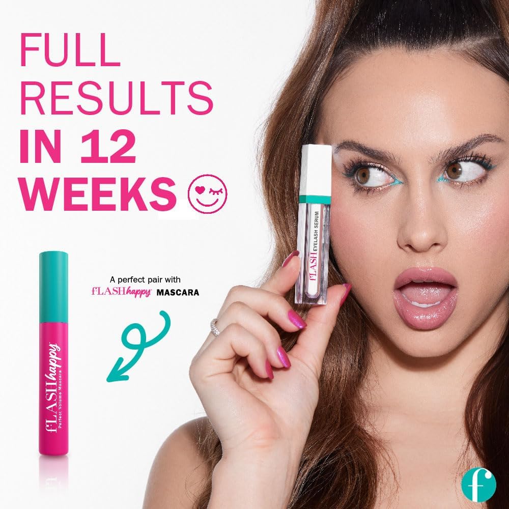 fLASH Eyelash Serum for Long, Curled Natural Lashes - Enhances & Strengthens, Safe & Effective Formula for Contact Wearers & Sensitive Eyes, 3 Month Supply - 2mL (0.07 Fl Oz)-Velvo Beauty