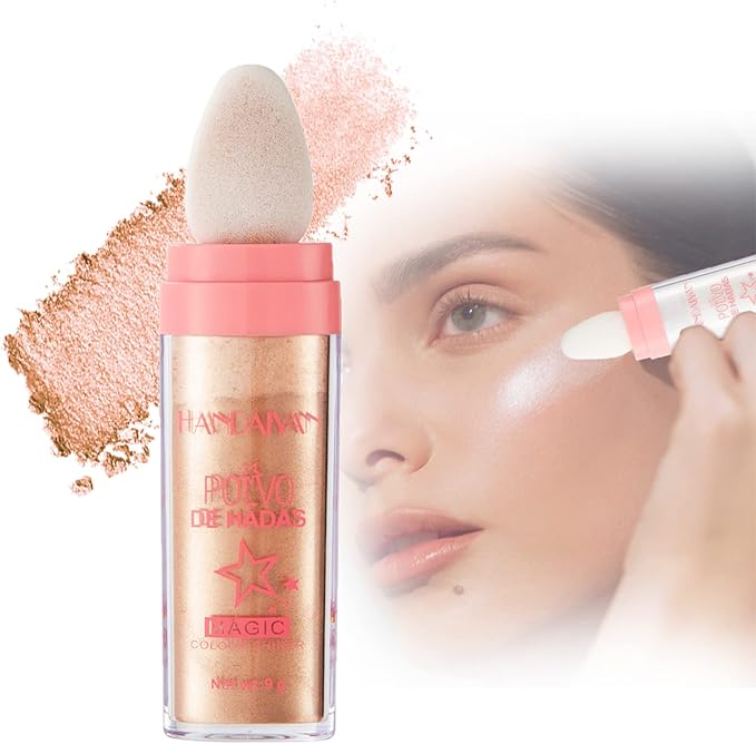 Polvo De Hadas - Body Glitter Highlighter Powder Fairy Stick for Makeup Shimmer and Shine High Gloss Blush Contour Powder Makeup - Sparkle Patting Powder for Hair Face Eyes Body-Velvo Beauty