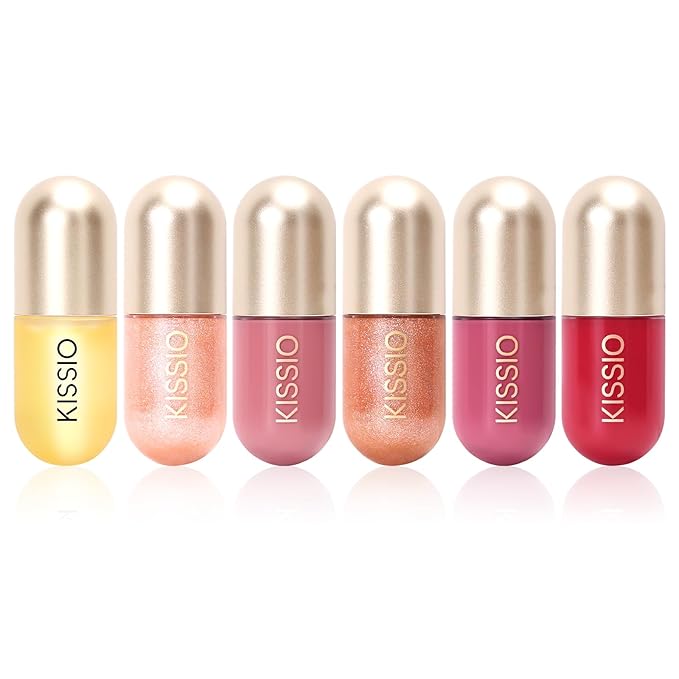 KISSIO Lip Plumper,Color Lip Plumper Gloss,Shimmer,Lip Enhancer,Plant Extracts Plumping Lip Serum,Moisturizing Lip Gloss for Fuller Lips and Hydrated Beauty Lips 5.5ml (01 Lemonade)-Velvo Beauty