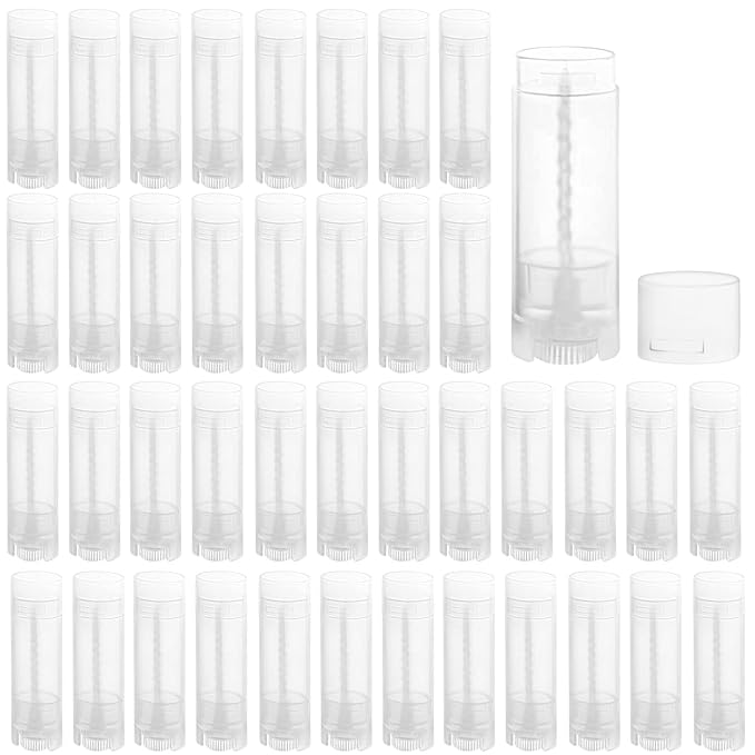 40 PCS 4.5g Oval Lip Balm Tubes Plastic Twist-up Filling Stick Refillable Lipstick Tube Containers for Chapstick Homemade Lip Balm DIY Deodorants Crayon (Clear)-Velvo Beauty