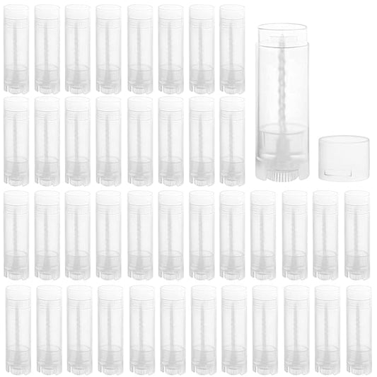 40 PCS 4.5g Oval Lip Balm Tubes Plastic Twist-up Filling Stick Refillable Lipstick Tube Containers for Chapstick Homemade Lip Balm DIY Deodorants Crayon (Clear)-Velvo Beauty