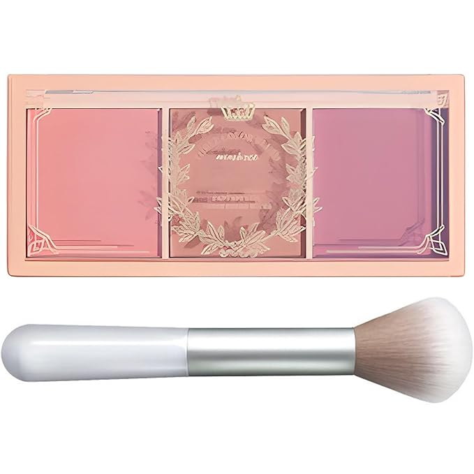 3 Color Matte Pink Blush Palette with Brush, Long Lasting Cheek Makeup, Light and Smooth Blush Powder for Face Beauty-Velvo Beauty