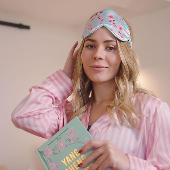 SMUG Satin Sleep Mask & Eye Mask | Travel Sleep Masks for Women & Men | Soft Sleeping Eye Mask to Nourish Skin & Reduce Dark Circles | Eye Sleep Mask Shades to Block Out Light | Cherry Blossom-Velvo Beauty