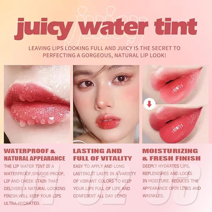6 Colors Lip Tint Stain Set, Korean Velvet Watery Lip Stain Moisturizing Mini Liquid Lipstick, Multi-use Lip and Cheek Tint, Long lasting Non-Stick Cup Waterproof, Lip Color Makeup-Velvo Beauty