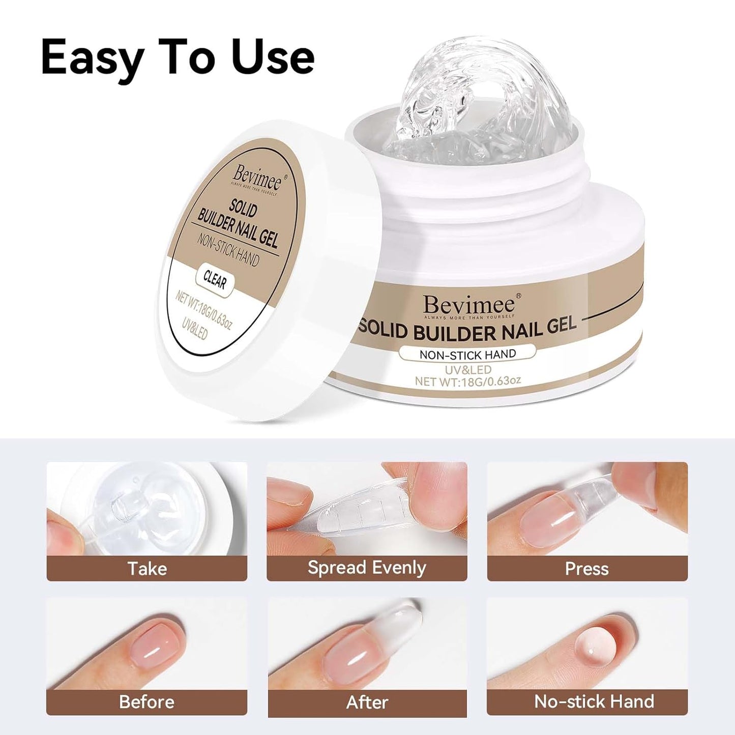 Solid Builder Gel For Nails, White 3D Nail Art Hard Gel For Nails 18g Non-Sticky Hand Molding Carving For Nail Sculpting Extension Salon DIY At Home-Velvo Beauty