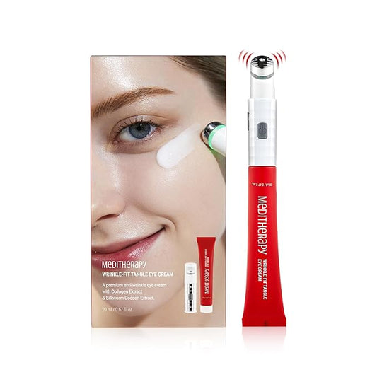 Wrinkle-fit Tangle Eye Cream, Chargable Device Tip + Protein Collagen Eye Cream, All-in-One Under Eye Treatment, 0.67 fl oz, Eye Massager (Cream+Device)-Velvo Beauty