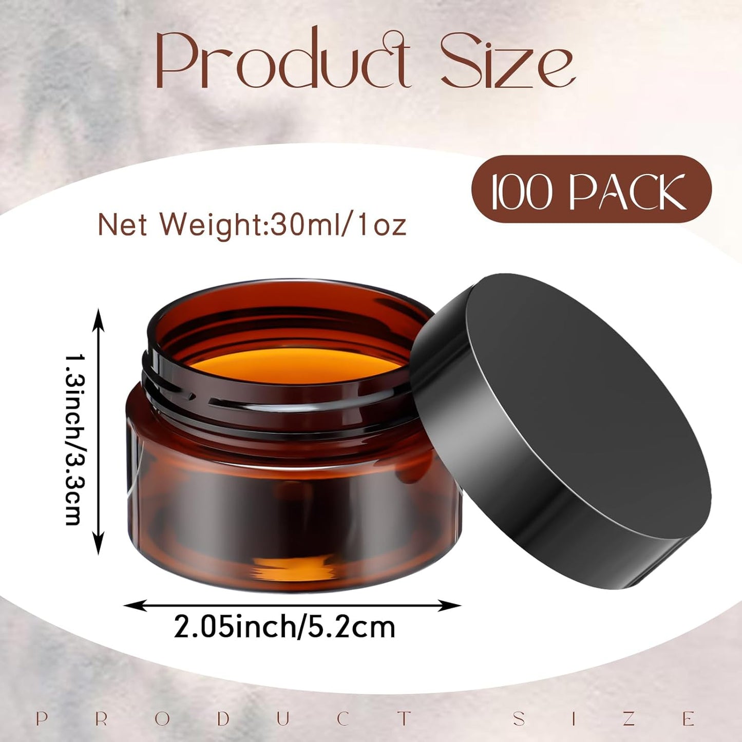 SATINIOR 100 Pcs Plastic Jars with Lids Small Containers Lids Wide Mouth Small Plastic Containers for Lotion Cream Rhinestones Body Butters Travel Storage(1 oz,Amber)-Velvo Beauty