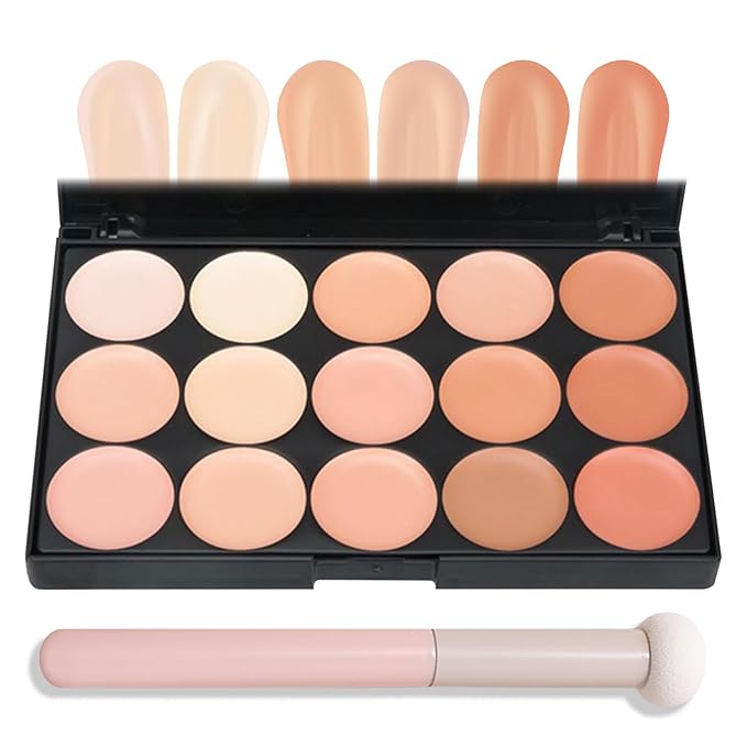 15 Colors Correcting Concealer Contour Palette,Cream Contour Makeup Palette with Brush,Contouring Liquid Foundation Concealer Palette Highlighting Makeup Kit for Conceals Dark Circles,Blemish-Velvo Beauty