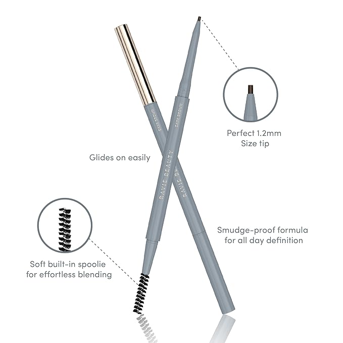 Easy Everyday™ Brow Pencil - Best Eyebrow Pencil for Women, Smudge Proof Hair-Like Strokes, 1.2mm Precision Tip with Spoolie, Vegan (Dark Brown)-Velvo Beauty