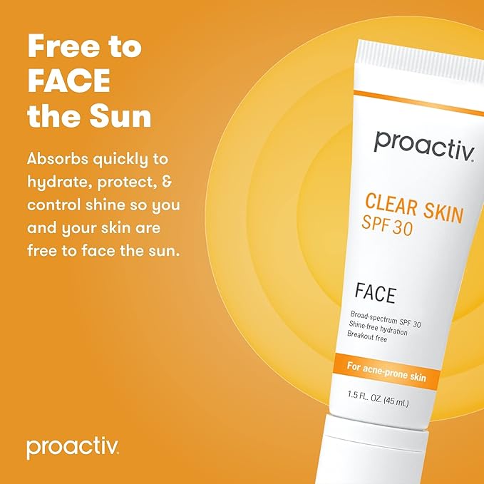 Proactiv Clear Skin Face Sunscreen Moisturizer With SPF 30 - Hydrating SPF Lotion And Sensitive Skin Sunscreen For Oily Skin And Acne-Prone Skin, Oil Free Matte Skincare Sunscreen, 1.5oz-Velvo Beauty