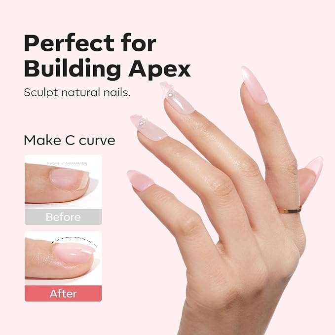 modelones Builder Nail Gel, 8-in-One Pink Shimmer Builder, Sparkle Glitter Pink Rubber Base Gel Polish LED Lamp Cured Hardener Color Base Strengthener Extension for Home DIY Salon Girls-Velvo Beauty