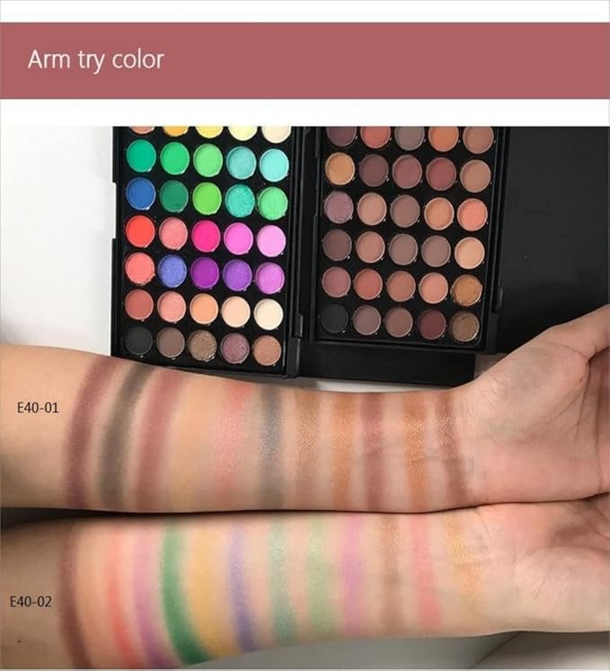 40 color Highly Pigmented Eye Makeup Palette, Matte Shimmer Metallic Eyeshadow Pallet Long Lasting Blendable Natural Colors Make Up Eye Shadows Cosmetics Gift Kit (E01)-Velvo Beauty