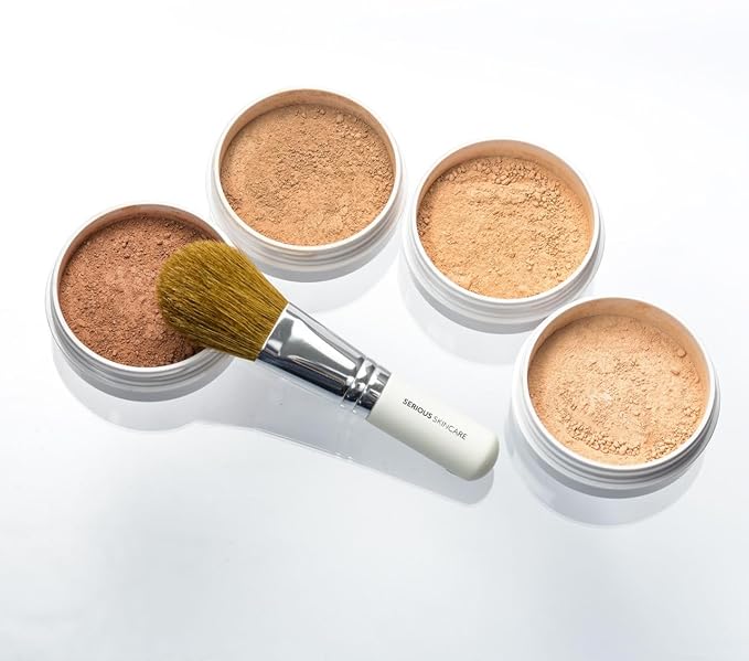 Serious Skincare BELLA ROSE PRO-MINERALS Loose Mineral Powder Makeup Foundation SPF 15 + Goat Hair Application Brush - Sheer to Full Coverage - Luminous Matte Finish - Men and Women - .50 oz (Light)-Velvo Beauty