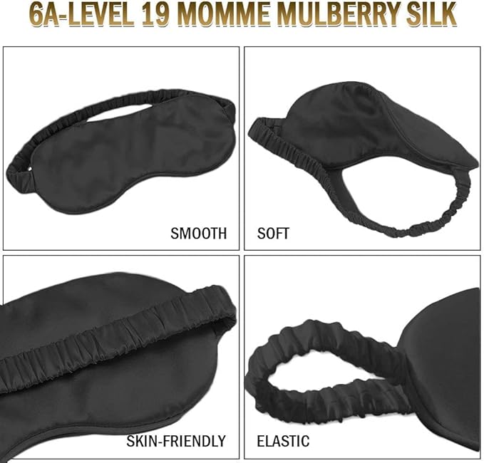 100% Natural Mulberry Soft Silk Sleep Mask, Light Blocking Eye Masks For Sleep, Night Blindfold Eye Mask Cover For Men And Women, Sleeping Night Mask For Travel (Pink)-Velvo Beauty