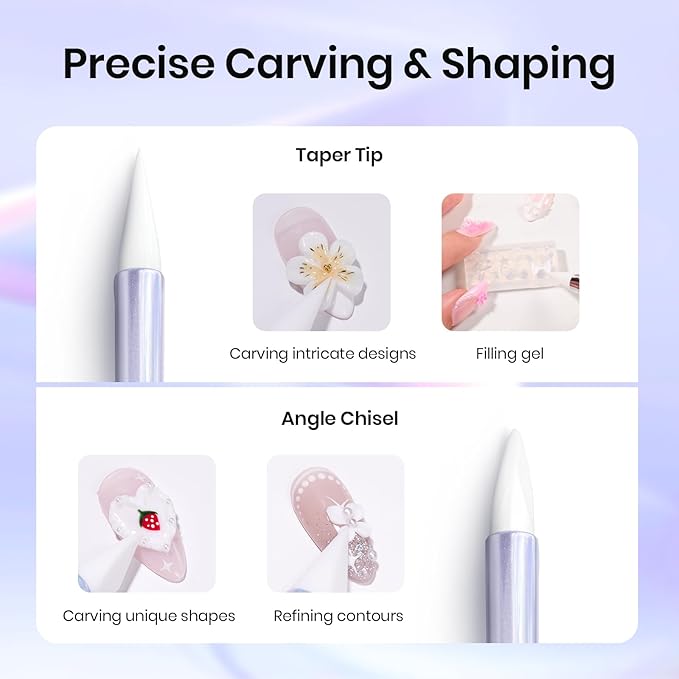 Beetles 5PCS Nail Art Dotting Tools Nail Art Sculpture Pen, Dual-Head Resin Nail Art Tools, Carving Drawing Tool, Silicone Brushes Set Pottery Clay Sculpting Tools Modeling Painting Tool DIY Art-Velvo Beauty