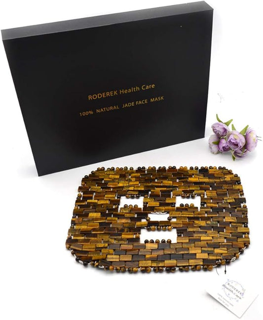 Jade Ice Sleeping Mask, Jade Mask for Relieving Face & Eye Puffiness Migraine, Anti Wrinkle Mask Therapy, Yoga Meditation Tools (Tiger's eye Jade)-Velvo Beauty