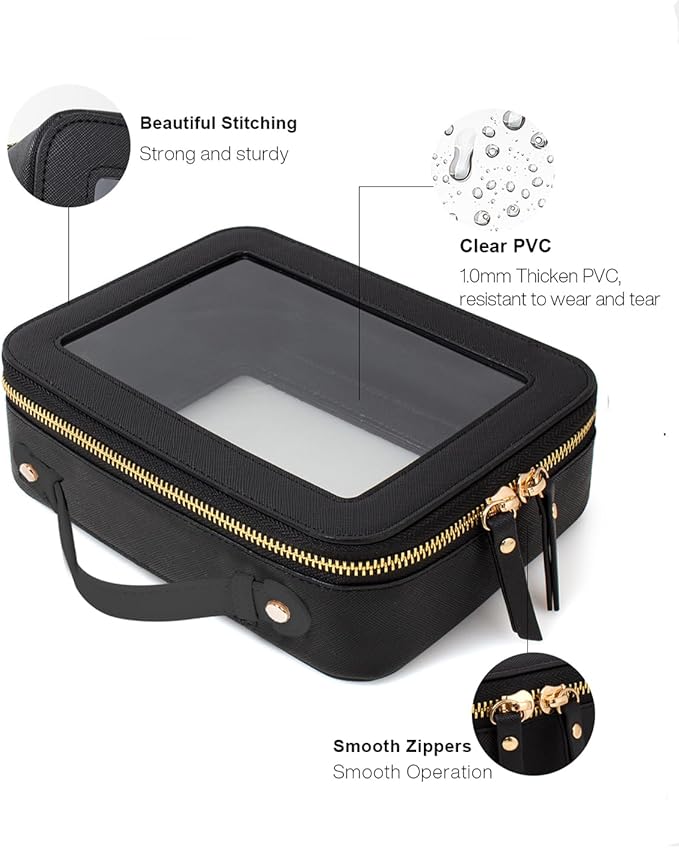 Clear Makeup Bag Small, TSA Approved Portable Toiletry Bag with Zipper Cosmetic Travel Bag Makeup Organizer Case Mini Makeup Pouch for Purse Car Organizer Bag for Women Men-Velvo Beauty