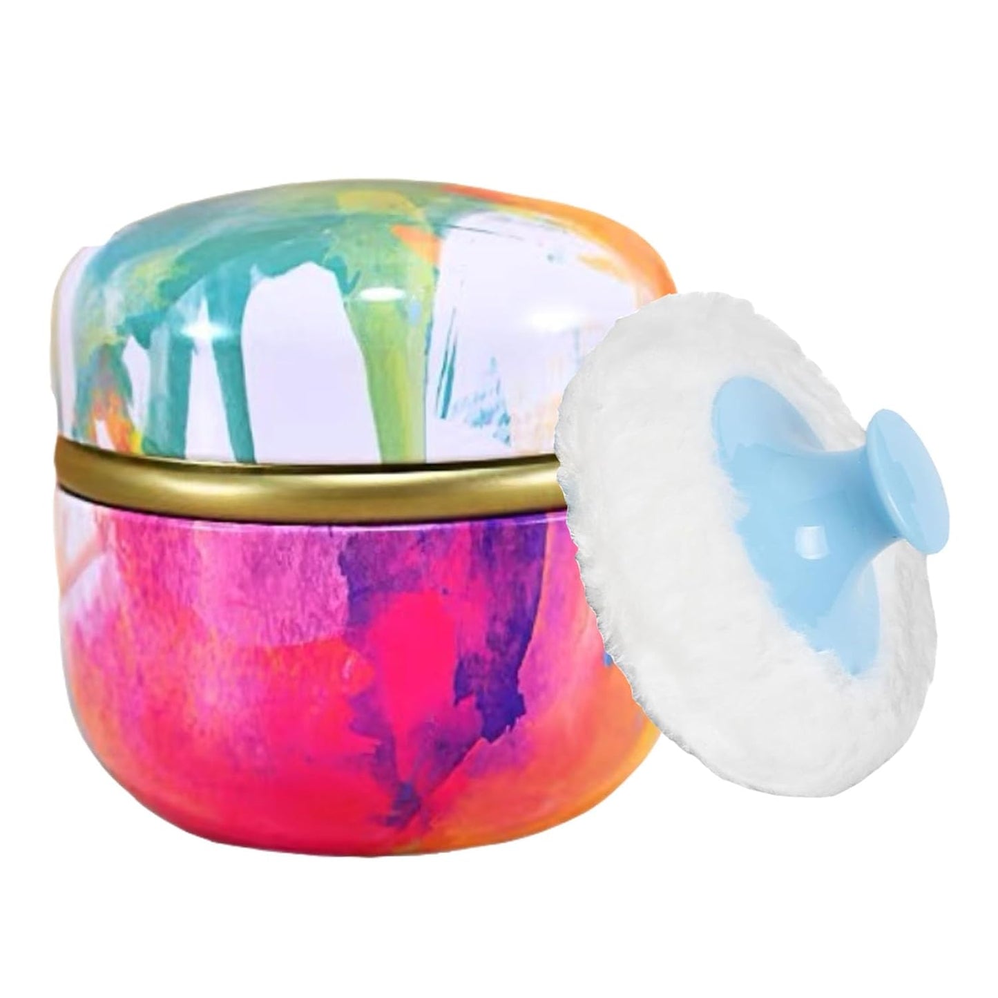 Body Powder Puff and Container, 3.35" Portable Dusting Powder Container with Soft Puff LoosePowder Case Box Jar with Lids for Baby Women Home and Travel Use-Velvo Beauty