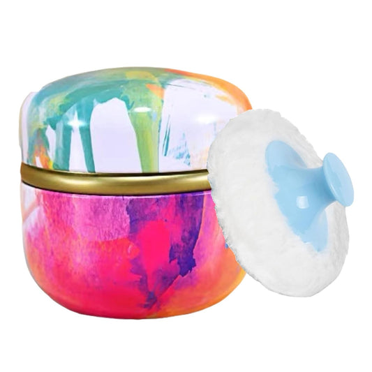 Body Powder Puff and Container, 3.35" Portable Dusting Powder Container with Soft Puff LoosePowder Case Box Jar with Lids for Baby Women Home and Travel Use-Velvo Beauty