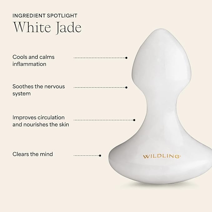 WILDLING Lumin Mushroom | Facial Massage Stone | Made with White Jade | Designed to Cool + De-puff + Calm the Skin | Perfect with Lumin Oil-Velvo Beauty