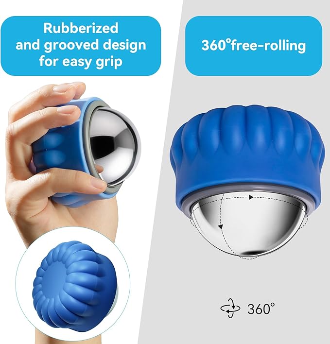 iECO Massage Ice Roller Ball - Stainless Steel Cold & Heat Therapy Massage Tool for Deep Tissue, Sore Muscle, Trigger Point, Muscle Knots Full Body Relax-Velvo Beauty