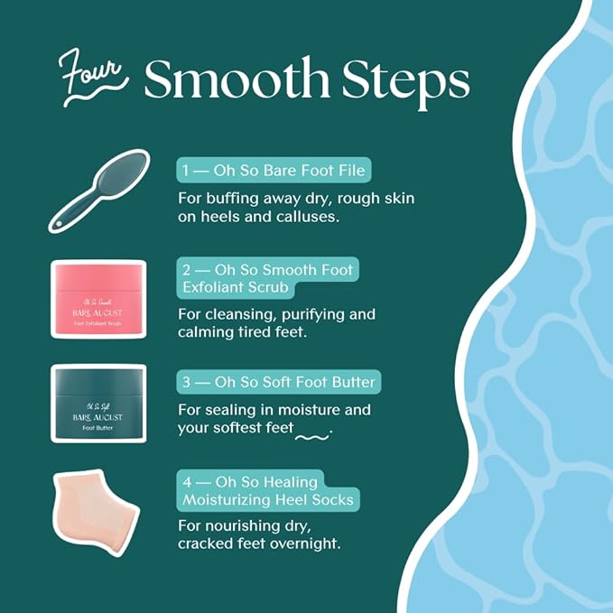 Bare August Glass Foot File Callus Remover - Heel Scraper & in-Shower Foot Scrubber Dead Skin Remover - Pedicure Foot Buffer for Soft Feet (with Handle, Teal)-Velvo Beauty