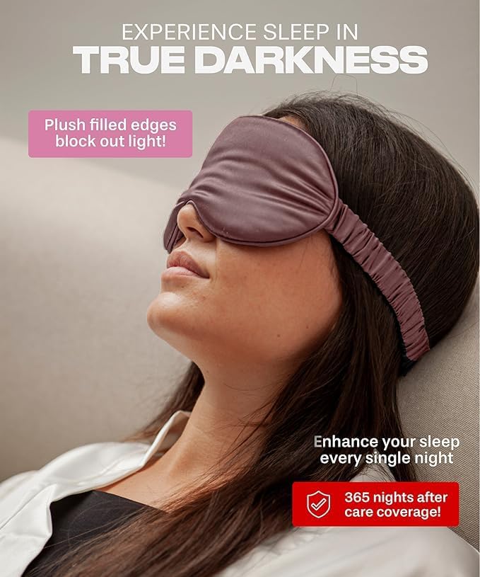 SUNDAYSILKS™ 3D Contoured Silk Sleep Mask | Padded Silk Eye Mask with Eye Cups for Lash Extensions | Blackout, Organic for Women & Men, Perfect for Travel, Slip-Free Deep Sleeping, Antifaz para Dormir-Velvo Beauty