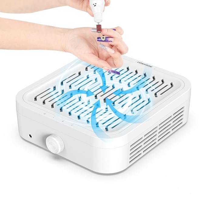 LIONVISON Nail Dust Collector for Salons: Vacuum Fan Dust Suction Machine for Beginners DIY - Manicure Pedicure Tool with Reusable Filter for Home-Velvo Beauty