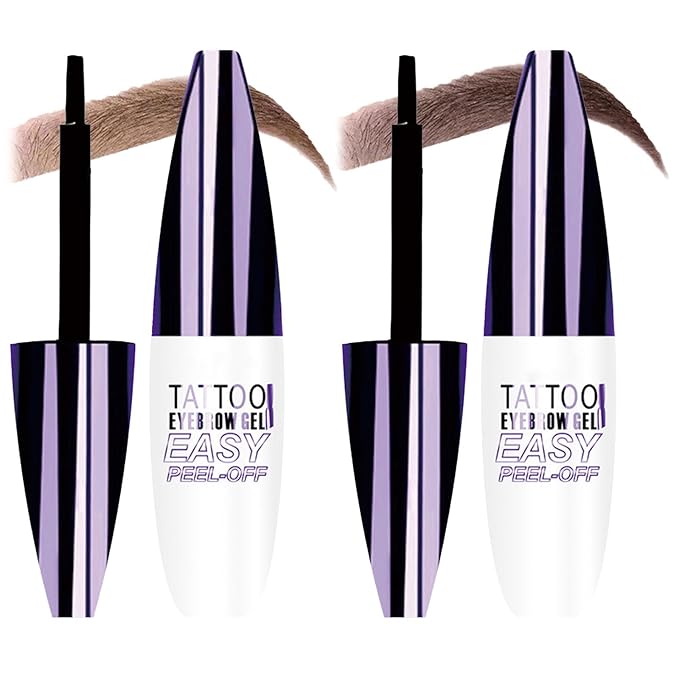 Tattoo Eyebrow Gel Easy Peel Off, Peel Off Eyebrow Tint, Easy Peel off Eyebrow Gel, Peel Off Eyebrow Tint, Waterproof & Sweatproof for All Skin Types (#2 Medium Brown + #3 Dark Brown)-Velvo Beauty