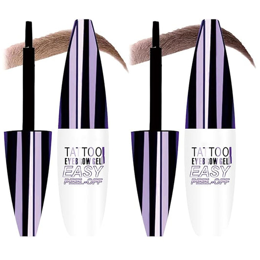 Tattoo Eyebrow Gel Easy Peel Off, Peel Off Eyebrow Tint, Easy Peel off Eyebrow Gel, Peel Off Eyebrow Tint, Waterproof & Sweatproof for All Skin Types (#2 Medium Brown + #3 Dark Brown)-Velvo Beauty
