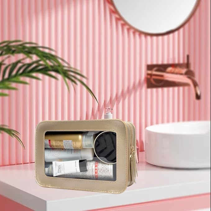 Clear Makeup Bag Small, TSA Approved Portable Toiletry Bag with Zipper Cosmetic Travel Bag Makeup Organizer Case Mini Makeup Pouch for Purse Car Organizer Bag for Women Men-Velvo Beauty