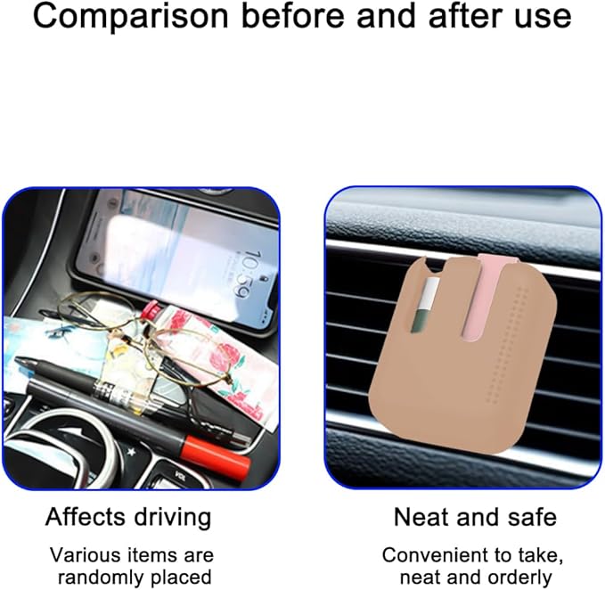 Holder for Car Air Vent, Upright Washable Lip Balm Protector for Women Girls, Auto Interior Space Saving Accessories, Universal for Vehicle, Truck and More（Brown）-Velvo Beauty