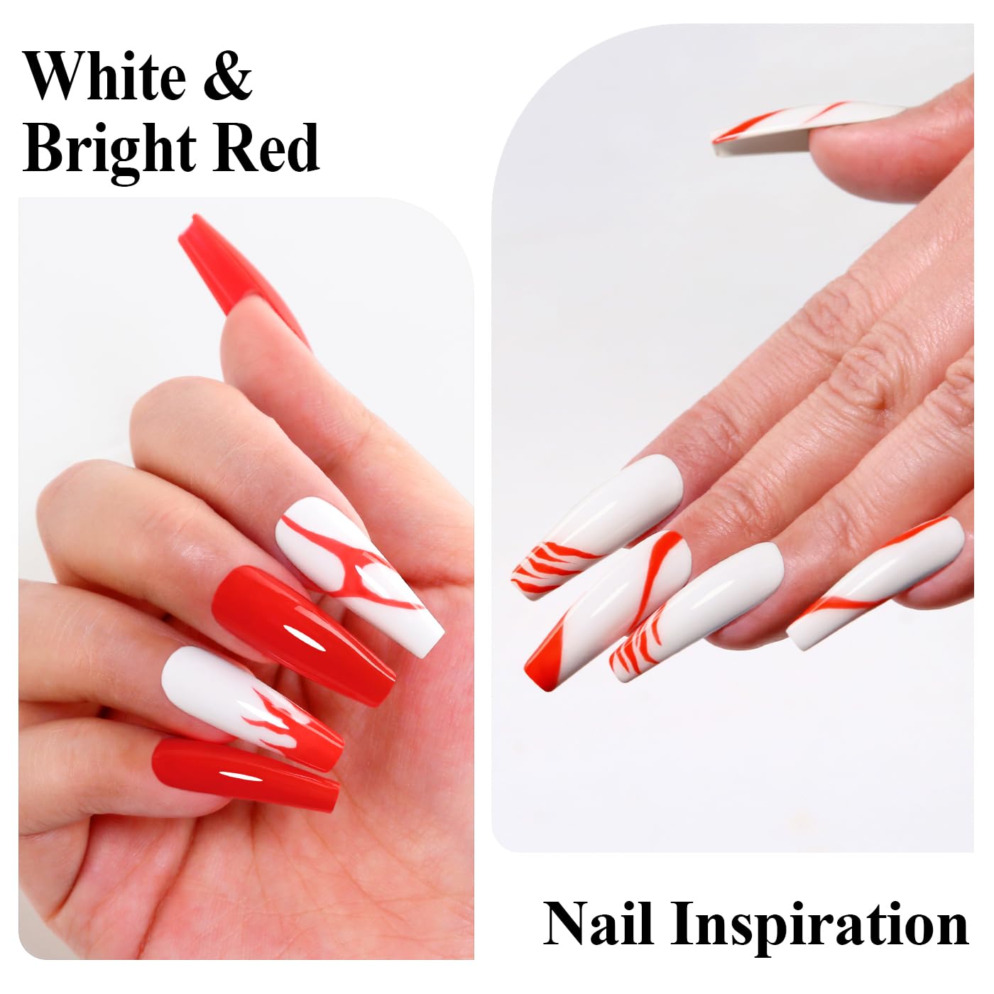 Imtiti Gel Nail Polish Kit, 2 Pcs 10ml Bright Red & White Colors Gel Polish Soak Off UV LED Spring Summer Red Gel Polish Nail Art Manicure Salon DIY Design Gel Nail Kit-Velvo Beauty