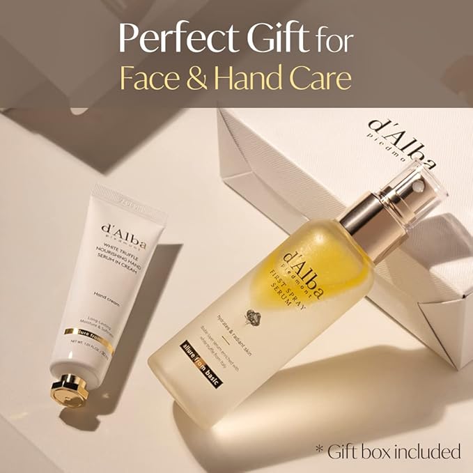d'Alba All About Korean Skin Care, Gift Set for White Truffle First Spray Serum & Nourishing Hand Cream, Perfect for Mothers Day Gift-Velvo Beauty