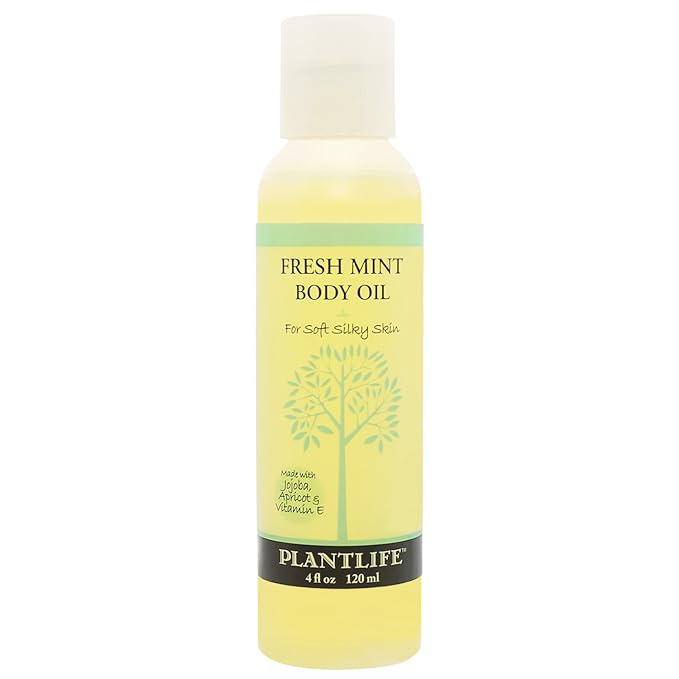 Plantlife Fresh Mint Body Oil - Moisturizing Natural Body Oil for All Skin Types - Nourishing Dry Skin and Making It Feel Soft and Silky for Women & Men - Bath, Body & Massage Oil - 4oz-Velvo Beauty