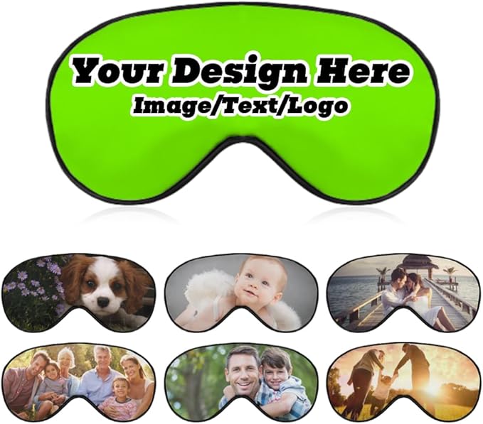 Customize Eye Mask Personalized Sleep Mask Upload Your Image Text Logo Custom Eye Cover with Adjustable Strap for Men Women Friends Brothers and Sisters, LawnGreen, 8.1"x4.1"-Velvo Beauty