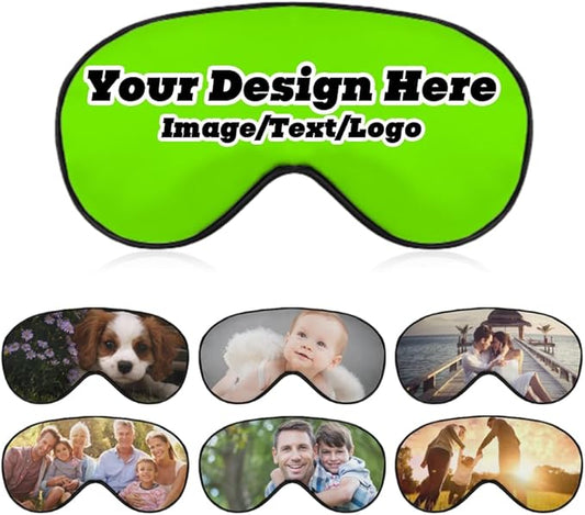 Customize Eye Mask Personalized Sleep Mask Upload Your Image Text Logo Custom Eye Cover with Adjustable Strap for Men Women Friends Brothers and Sisters, LawnGreen, 8.1"x4.1"-Velvo Beauty