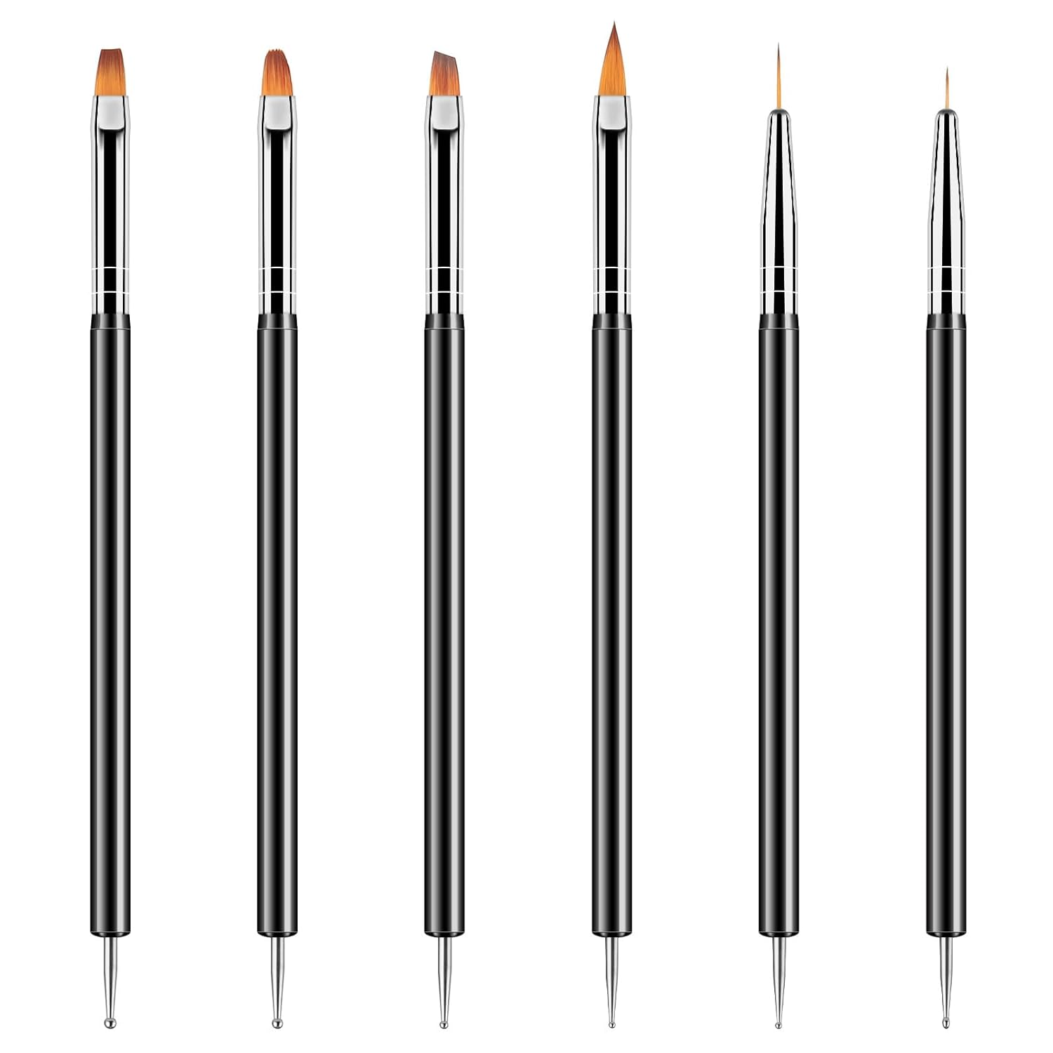 Artdone Nail Dotting Tools 6PCS Double-ended Nail Art Brushes Kit Nail Art Gel Polish Liner Brushes Design Pen For Nail Drawing And Nail Paint Brushes Small Detail Brushes-Velvo Beauty