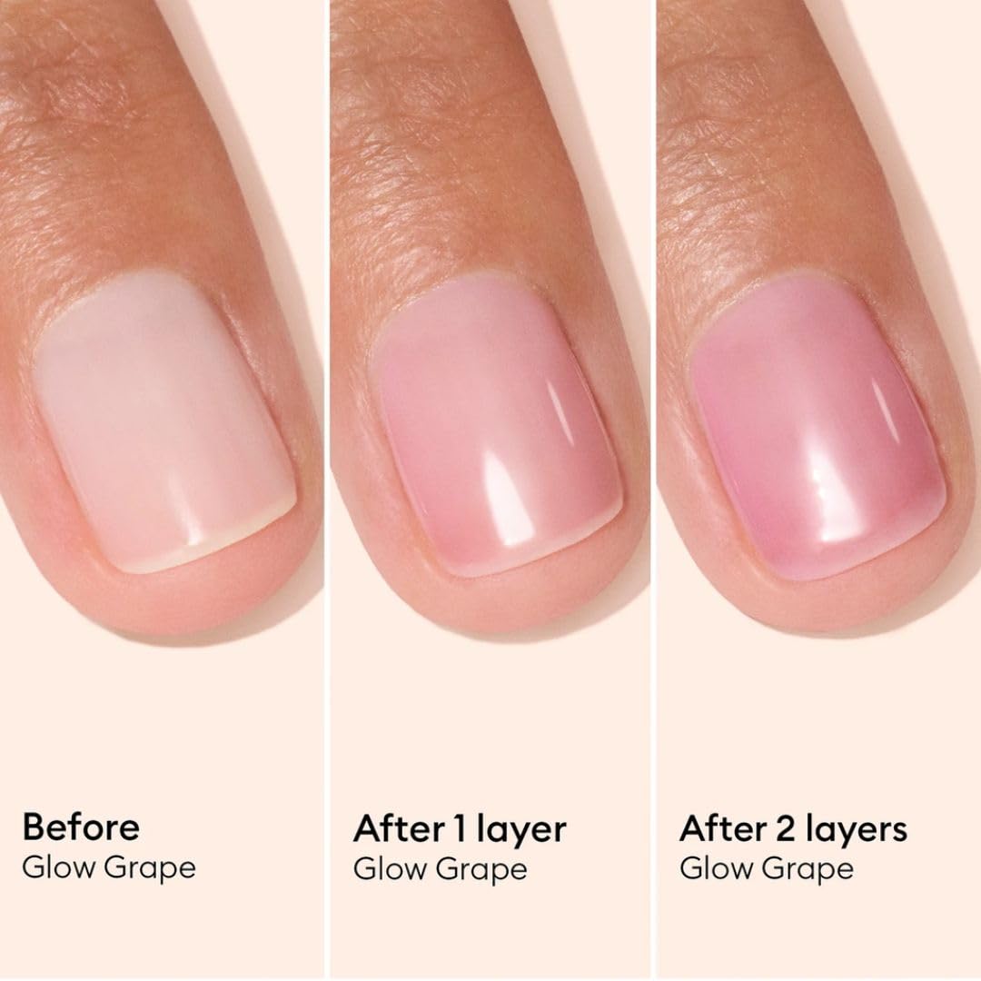 Manucurist Active Glow Grape All-in-One Perfecter Nail Polish & Care - No Lamp - Vegan & Made in France Ultra-Glowy Lilac Mirror-Like Shine - Nail Concealer & Care - Plant-Based Ingredients-Velvo Beauty